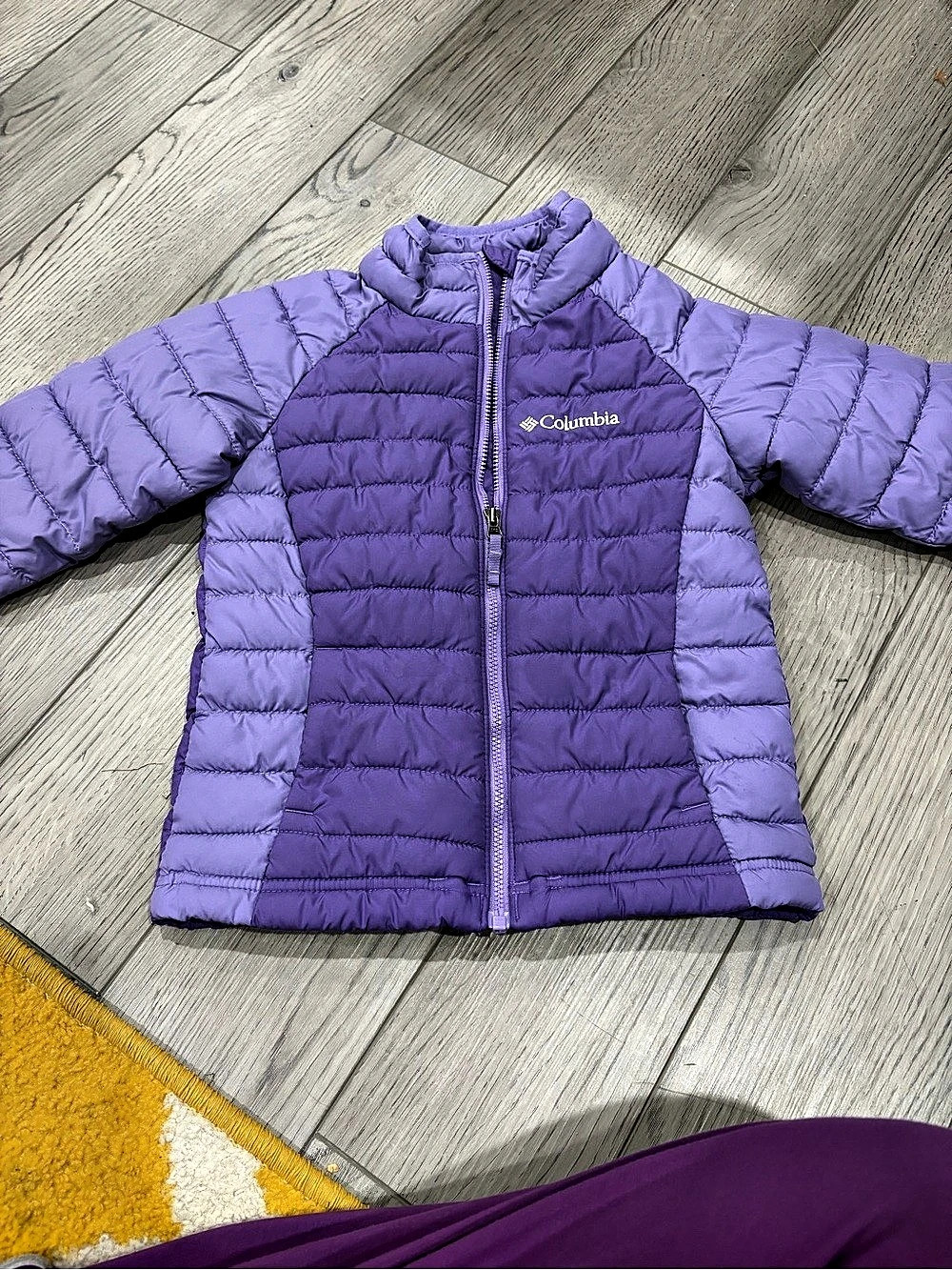 Columbia Powder Lite Hooded Jacket Girls Purple Puffer Jacket XXS (4T/5T)